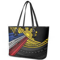 Philippines Sun Leather Tote Bag Pasifika Tribal Style