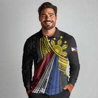 Philippines Sun Long Sleeve Polo Shirt Pasifika Tribal Style