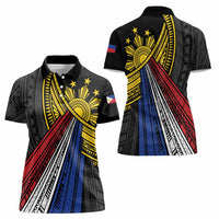 Philippines Sun Women Polo Shirt Pasifika Tribal Style