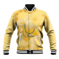 Hawaii Oahu Island Flowers Lei Baseball Jacket Yellow Ilima Mix Plumeria