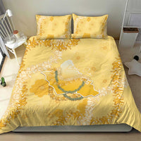 Hawaii Oahu Island Flowers Lei Bedding Set Yellow Ilima Mix Plumeria