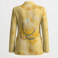 Hawaii Oahu Island Flowers Lei Blazer Yellow Ilima Mix Plumeria