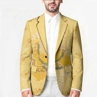 Hawaii Oahu Island Flowers Lei Blazer Yellow Ilima Mix Plumeria