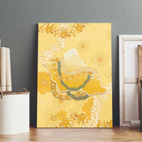 Hawaii Oahu Island Flowers Lei Canvas Wall Art Yellow Ilima Mix Plumeria
