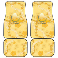 Hawaii Oahu Island Flowers Lei Car Mats Yellow Ilima Mix Plumeria