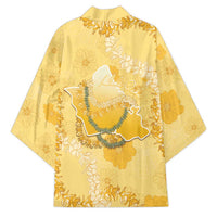 Hawaii Oahu Island Flowers Lei Kimono Yellow Ilima Mix Plumeria