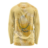 Hawaii Oahu Island Flowers Lei Long Sleeve Shirt Yellow Ilima Mix Plumeria
