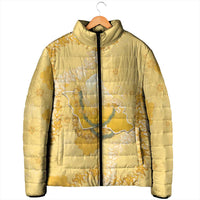 Hawaii Oahu Island Flowers Lei Padded Jacket Yellow Ilima Mix Plumeria