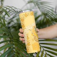 Hawaii Oahu Island Flowers Lei Skinny Tumbler Yellow Ilima Mix Plumeria
