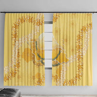 Hawaii Oahu Island Flowers Lei Window Curtain Yellow Ilima Mix Plumeria