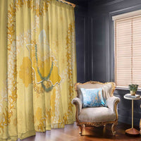 Hawaii Oahu Island Flowers Lei Window Curtain Yellow Ilima Mix Plumeria