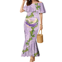 Hawaii Kauai Island Flowers Lei Family Matching Mermaid Dress and Hawaiian Shirt Mokihana Lei