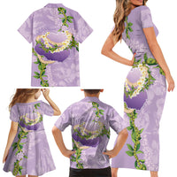 Hawaii Kauai Island Flowers Lei Family Matching Short Sleeve Bodycon Dress and Hawaiian Shirt Mokihana Lei LT7 - Polynesian Pride