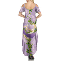 Hawaii Kauai Island Flowers Lei Family Matching Summer Maxi Dress and Hawaiian Shirt Mokihana Lei LT7 - Polynesian Pride