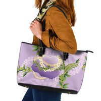 Hawaii Kauai Island Flowers Lei Leather Tote Bag Mokihana Lei