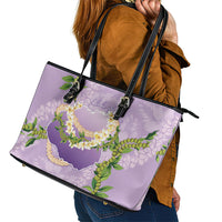 Hawaii Kauai Island Flowers Lei Leather Tote Bag Mokihana Lei