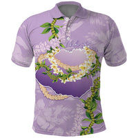 Hawaii Kauai Island Flowers Lei Polo Shirt Mokihana Lei LT7 Lavender - Polynesian Pride
