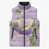 Hawaii Kauai Island Flowers Lei Sleeveless Puffer Jacket Mokihana Lei