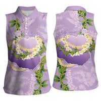 Hawaii Kauai Island Flowers Lei Women Sleeveless Polo Shirt Mokihana Lei