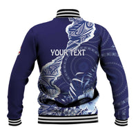 Fiji Queen Victoria School Personalised Baseball Jacket Masi Tapa Torn Style LT7 - Polynesian Pride