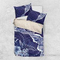 Fiji Queen Victoria School Personalised Bedding Set Masi Tapa Torn Style LT7 US Twin 172cm x 218cm Blue - Polynesian Pride