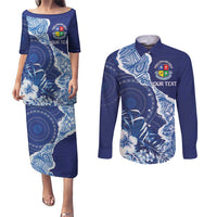 Fiji Lelean Memorial School Personalised Couples Matching Puletasi and Long Sleeve Button Shirt Korodredre Davuilevu Masi Mix Style