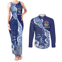 Fiji Lelean Memorial School Personalised Couples Matching Tank Maxi Dress and Long Sleeve Button Shirt Korodredre Davuilevu Masi Mix Style