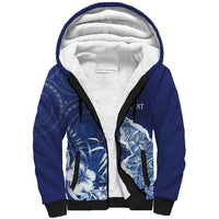 Fiji Lelean Memorial School Personalised Sherpa Hoodie Korodredre Davuilevu Masi Mix Style LT7 Unisex Blue - Polynesian Pride