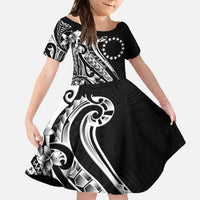 Kia Orana Cook Islands Family Matching Off The Shoulder Long Sleeve Dress and Hawaiian Shirt Kerekere Plumeria Tropical Waves - Polynesian Pride