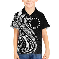 Kia Orana Cook Islands Family Matching Puletasi and Hawaiian Shirt Kerekere Plumeria Tropical Waves LT7 Son's Shirt Black - Polynesian Pride