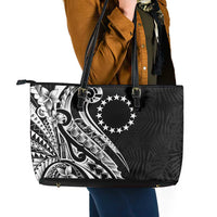 Kia Orana Cook Islands Leather Tote Bag Kerekere Plumeria Tropical Waves - Polynesian Pride