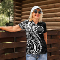 Kia Orana Cook Islands Women Polo Shirt Kerekere Plumeria Tropical Waves - Polynesian Pride