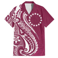 Kia Orana Cook Islands Family Matching Tank Maxi Dress and Hawaiian Shirt Maroon Plumeria Tropical Waves - Polynesian Pride