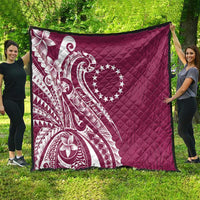 Kia Orana Cook Islands Quilt Maroon Plumeria Tropical Waves - Polynesian Pride