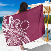 Kia Orana Cook Islands Sarong Maroon Plumeria Tropical Waves - Polynesian Pride
