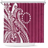 Kia Orana Cook Islands Shower Curtain Maroon Plumeria Tropical Waves - Polynesian Pride