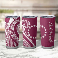 Kia Orana Cook Islands Tumbler Cup Maroon Plumeria Tropical Waves - Polynesian Pride