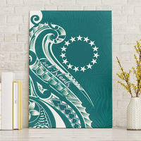 Kia Orana Cook Islands Canvas Wall Art Teal Plumeria Tropical Waves - Polynesian Pride