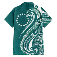 Kia Orana Cook Islands Family Matching Puletasi and Hawaiian Shirt Teal Plumeria Tropical Waves - Polynesian Pride