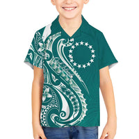 Kia Orana Cook Islands Hawaiian Shirt Teal Plumeria Tropical Waves - Polynesian Pride