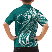 Kia Orana Cook Islands Hawaiian Shirt Teal Plumeria Tropical Waves - Polynesian Pride