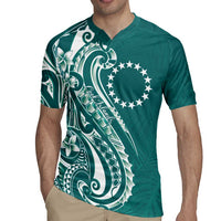 Kia Orana Cook Islands Rugby Jersey Teal Plumeria Tropical Waves - Polynesian Pride