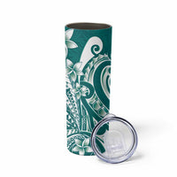 Kia Orana Cook Islands Skinny Tumbler Teal Plumeria Tropical Waves - Polynesian Pride