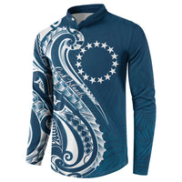 Kia Orana Cook Islands Button Sweatshirt Auika Plumeria Tropical Waves - Polynesian Pride