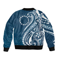 Kia Orana Cook Islands Sleeve Zip Bomber Jacket Auika Plumeria Tropical Waves - Polynesian Pride