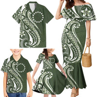 Kia Orana Cook Islands Family Matching Mermaid Dress and Hawaiian Shirt Matie Plumeria Tropical Waves - Polynesian Pride