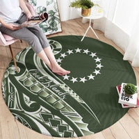 Kia Orana Cook Islands Round Carpet Matie Plumeria Tropical Waves - Polynesian Pride