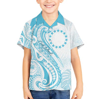 Kia Orana Cook Islands Family Matching Off The Shoulder Long Sleeve Dress and Hawaiian Shirt Moana Plumeria Tropical Waves - Polynesian Pride