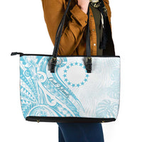 Kia Orana Cook Islands Leather Tote Bag Moana Plumeria Tropical Waves - Polynesian Pride