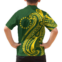 Kia Orana Cook Islands Family Matching Off The Shoulder Long Sleeve Dress and Hawaiian Shirt Plumeria Tropical Waves - Polynesian Pride